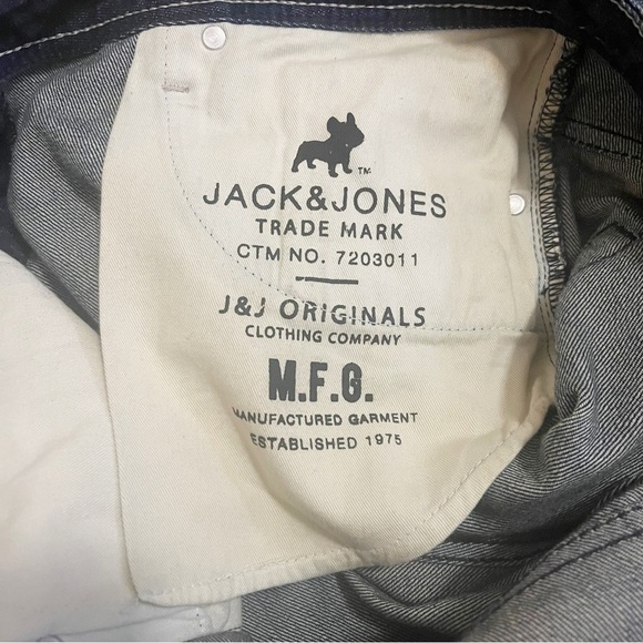 Jack & Jones Nick Jeans 40x 28 Regular Fit Distressed Straight Leg Button Fly - Picture 14 of 16